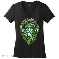 Yule Holly King Green Women's V-Neck T-Shirt thumb 0