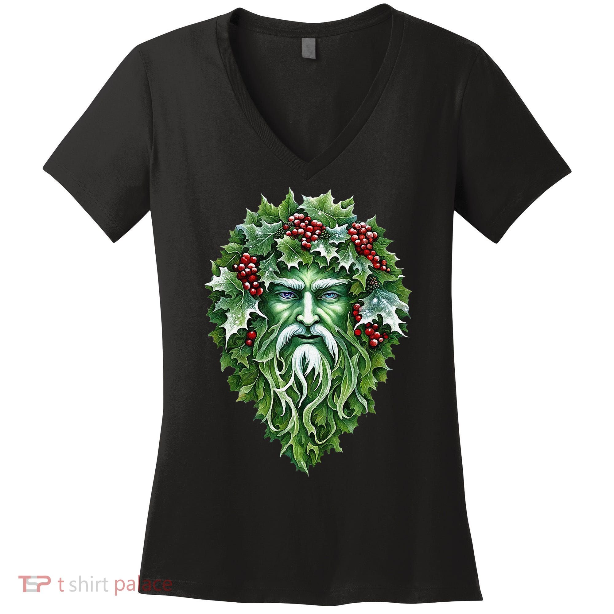 Yule Holly King Green Women's V-Neck T-Shirt