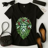 Yule Holly King Green Women's V-Neck T-Shirt thumb 2