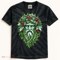 Yule Holly King Green Kids Tie-Dye T-Shirt thumb 0