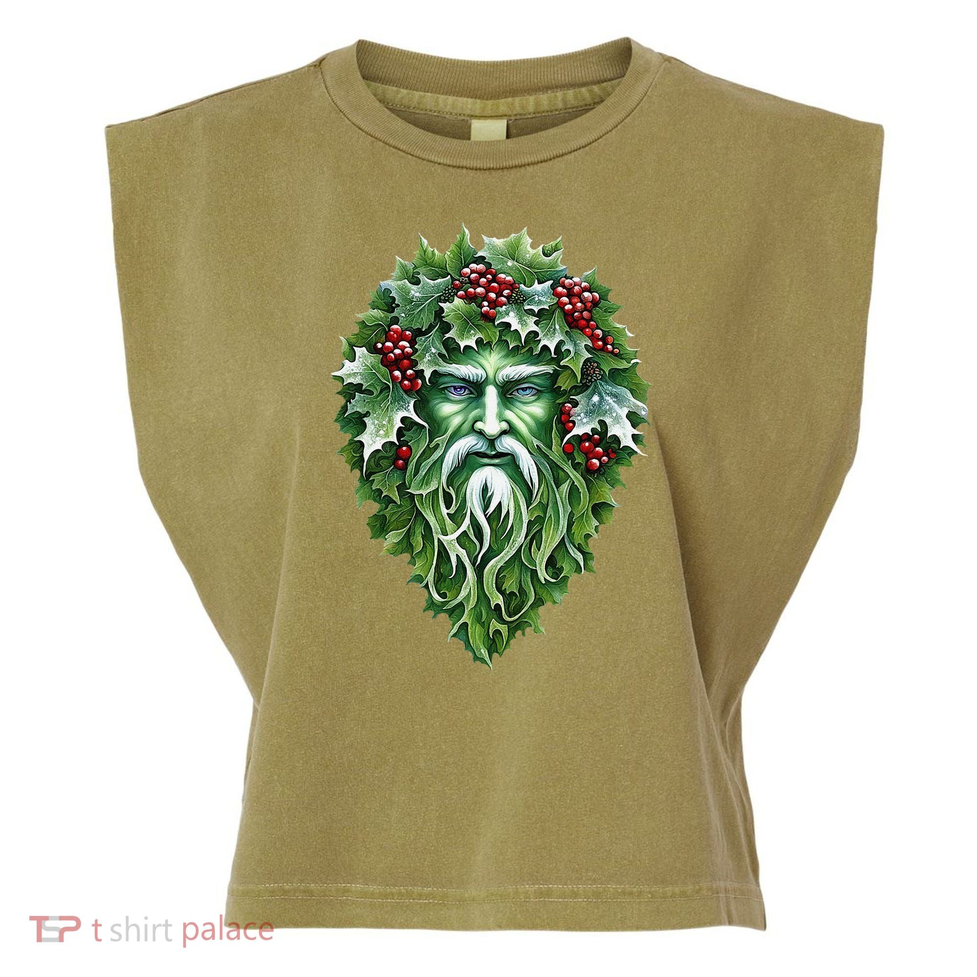 Yule Holly King Green Garment-Dyed Women's Muscle Tee