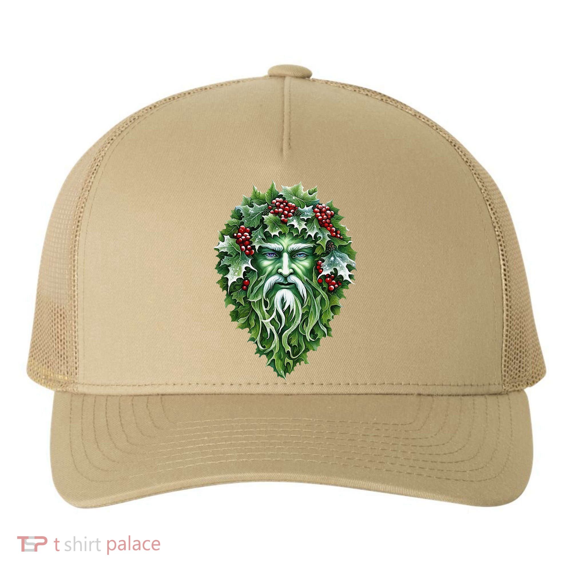 Yule Holly King Green Yupoong Adult 5-Panel Trucker Hat