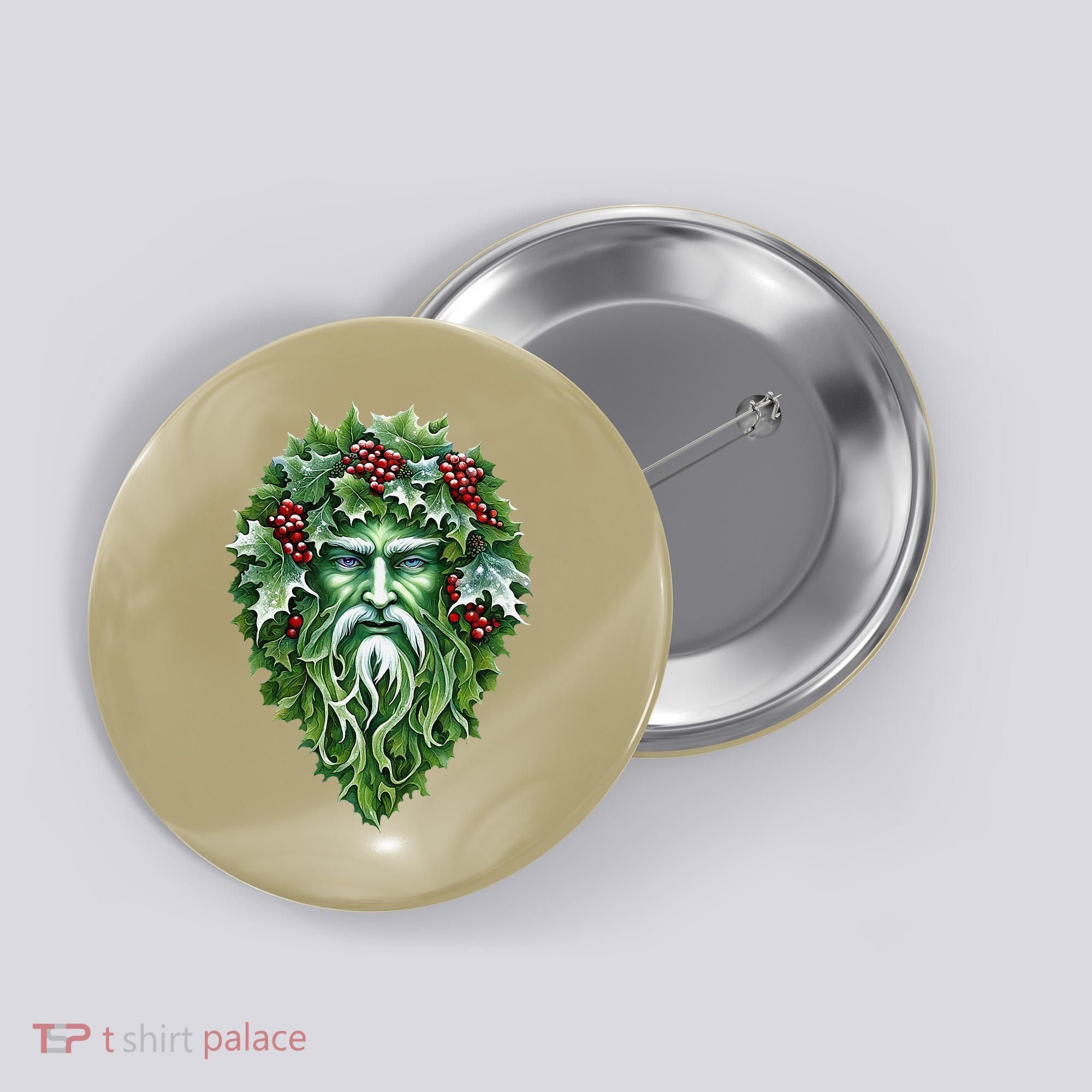Yule Holly King Green Button
