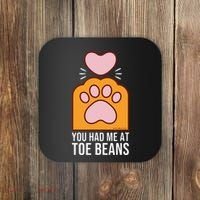 You Had Me At Toe Beans Orange Tabby Ginger Cat Paw Coaster thumb 0