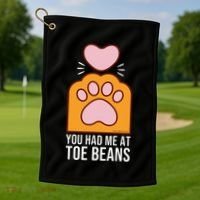 You Had Me At Toe Beans Orange Tabby Ginger Cat Paw Golf Towel thumb 1