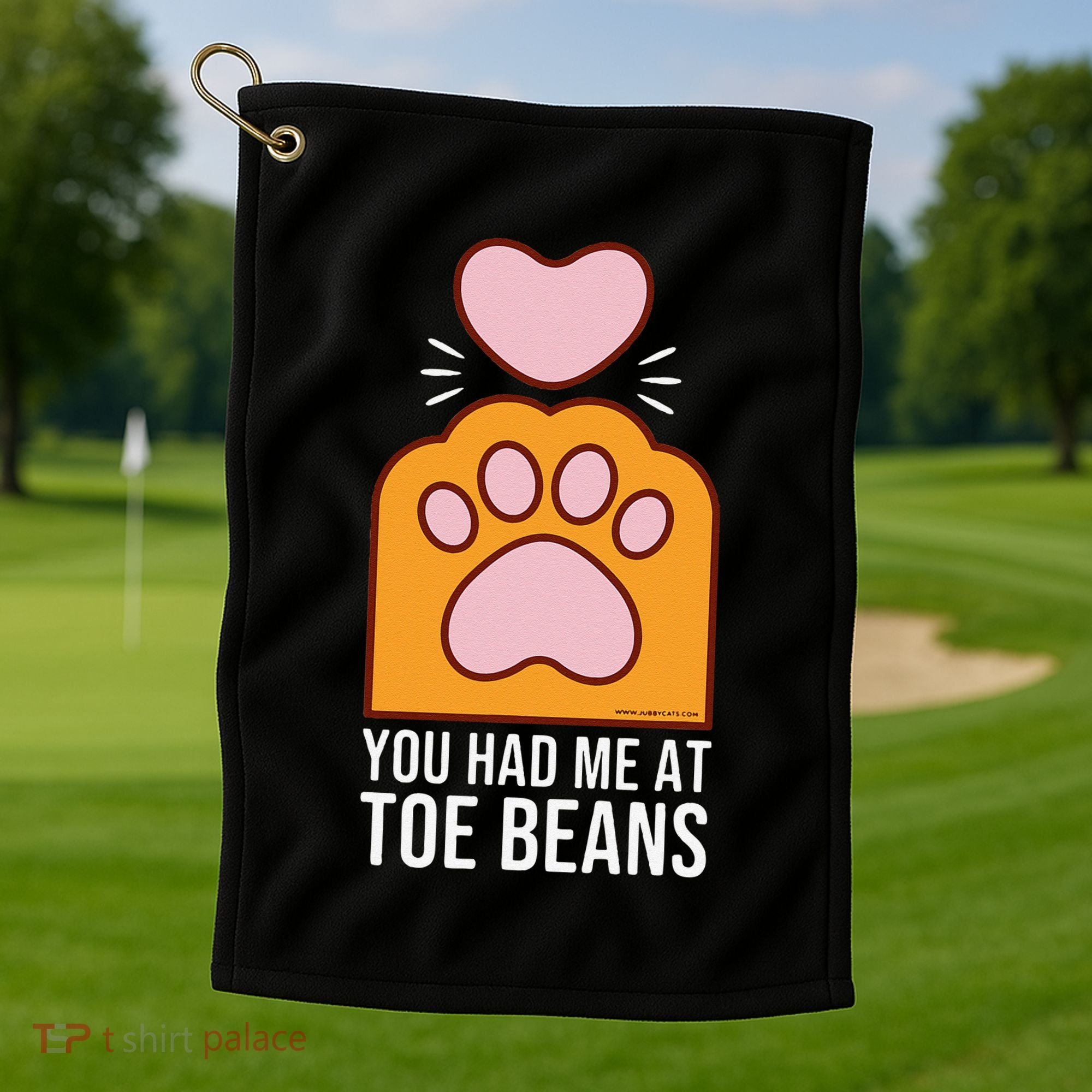 You Had Me At Toe Beans Orange Tabby Ginger Cat Paw Golf Towel