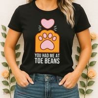 You Had Me At Toe Beans Orange Tabby Ginger Cat Paw Women's T-Shirt thumb 2