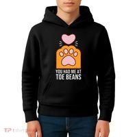 You Had Me At Toe Beans Orange Tabby Ginger Cat Paw Kids Hoodie thumb 4