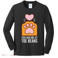 You Had Me At Toe Beans Orange Tabby Ginger Cat Paw Kids Long Sleeve Shirt thumb 0