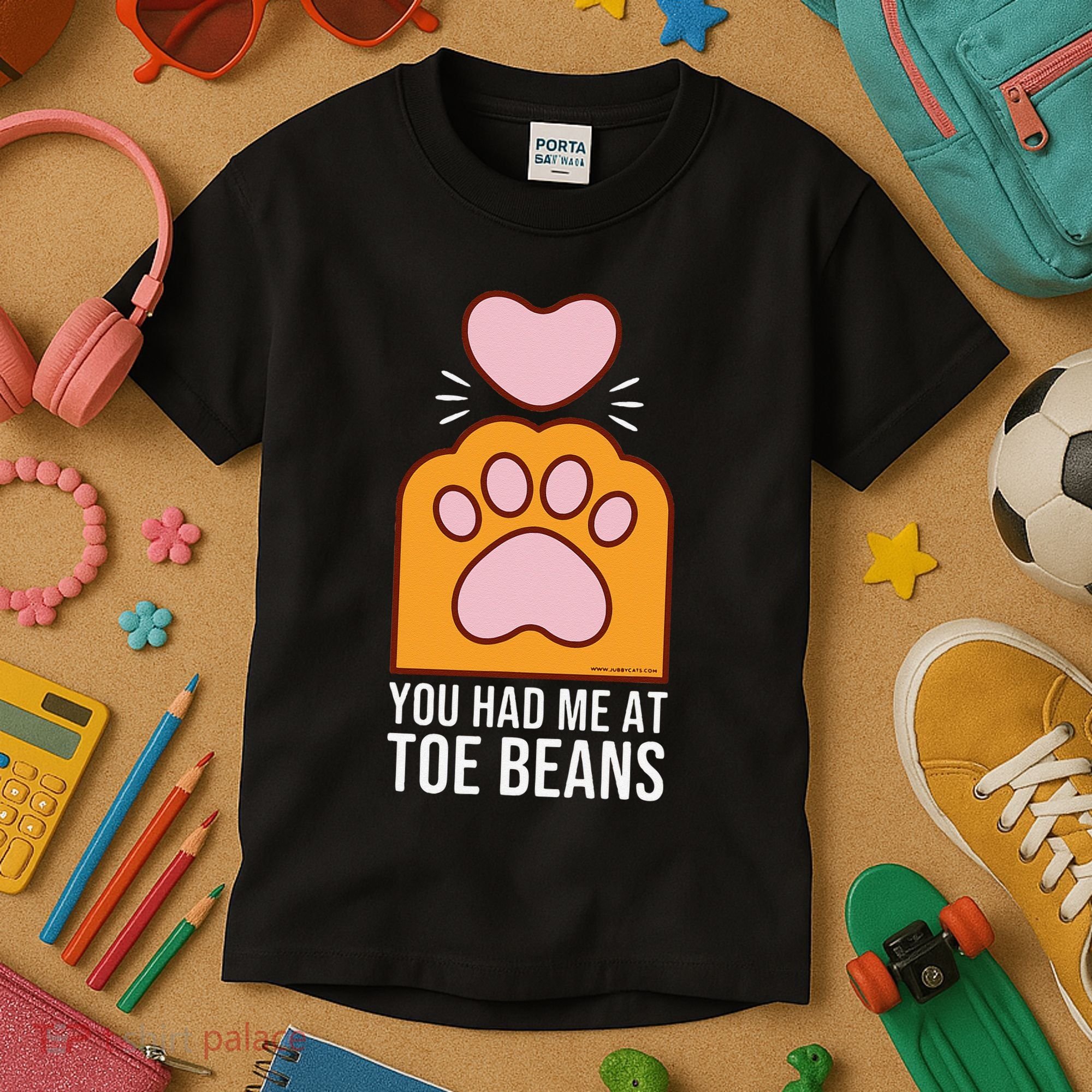 You Had Me At Toe Beans Orange Tabby Ginger Cat Paw Kids T-Shirt