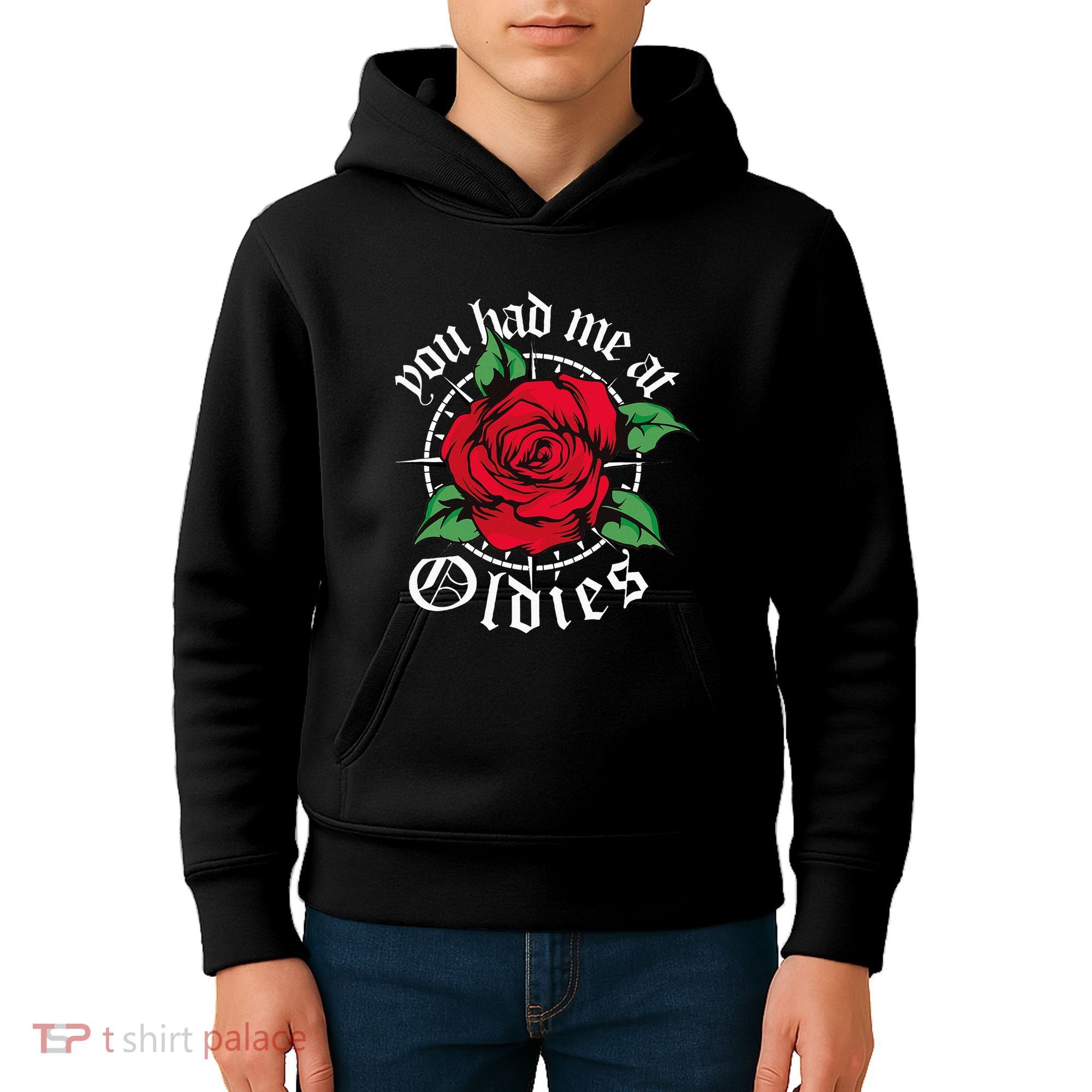 You Had Me At Oldies Red Roses Oldies Kids Hoodie