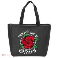 You Had Me At Oldies Red Roses Oldies Tote Bag thumb 0