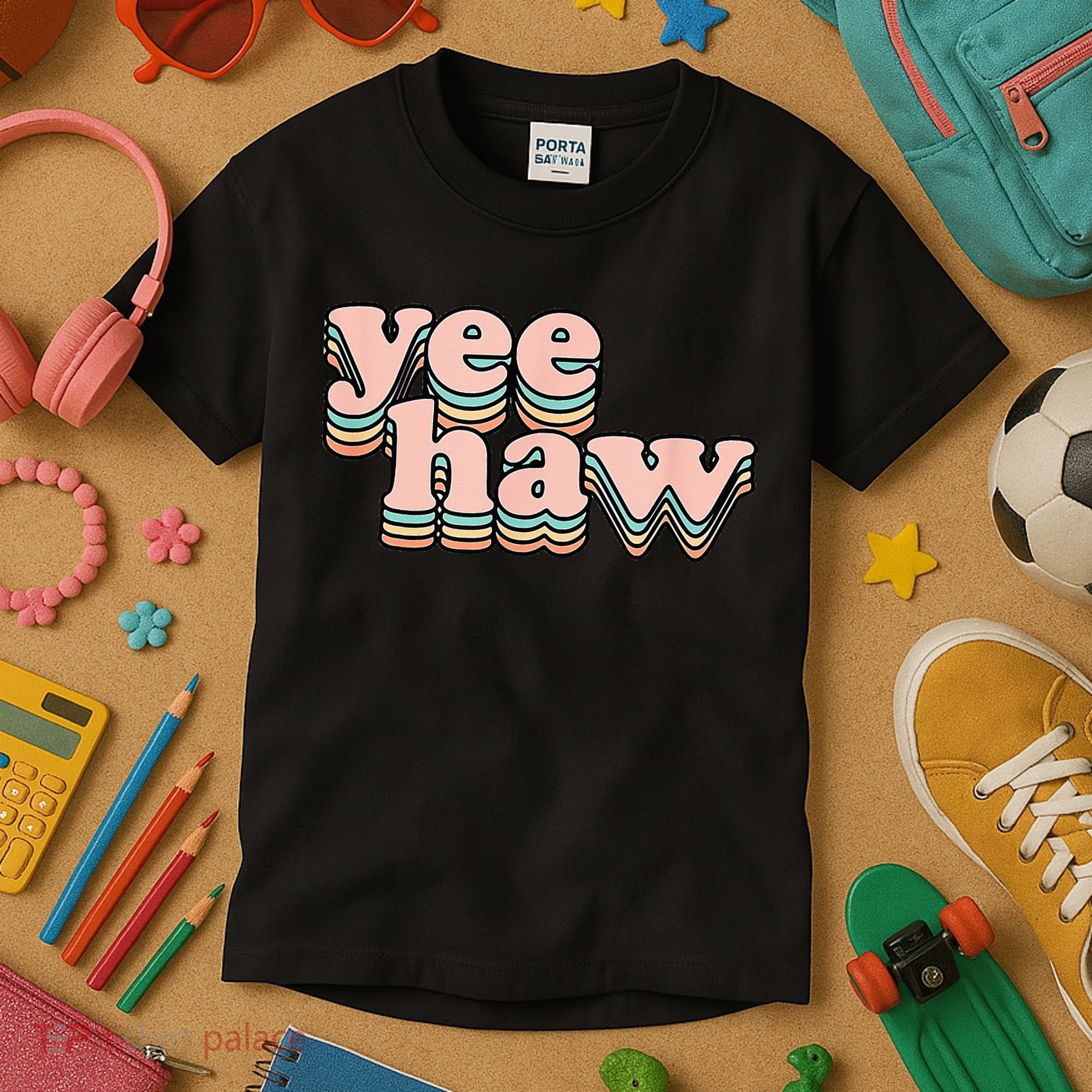 Yeehaw Howdy Space Cow Kids T-Shirt