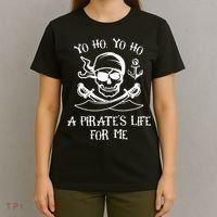 Yo Ho Yo Ho A Pirates Life For Me Spooky Skeleton Pirate T-Shirt thumb 4