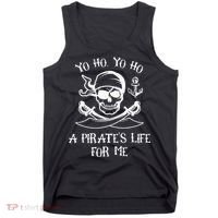 Yo Ho Yo Ho A Pirates Life For Me Spooky Skeleton Pirate Tank Top thumb 0