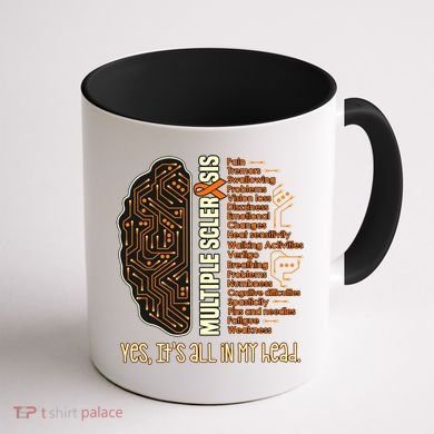 Yes It's All In My Head Multiple Sclerosis Ribbon Brain Gift Coffee Mug back