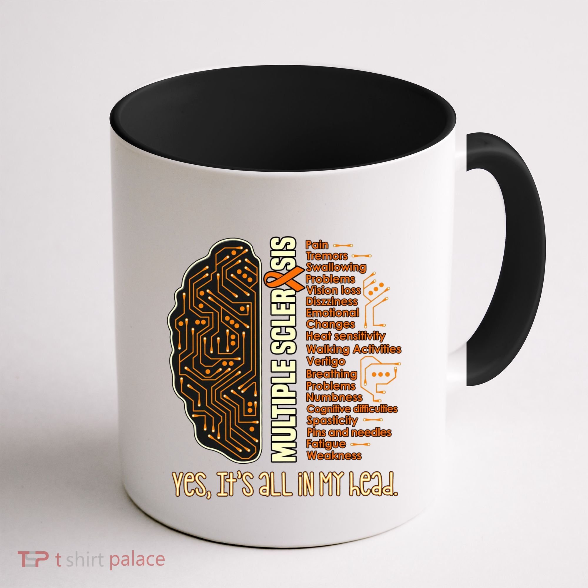 Yes It's All In My Head Multiple Sclerosis Ribbon Brain Gift Coffee Mug
