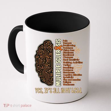 Yes It's All In My Head Multiple Sclerosis Ribbon Brain Gift Coffee Mug