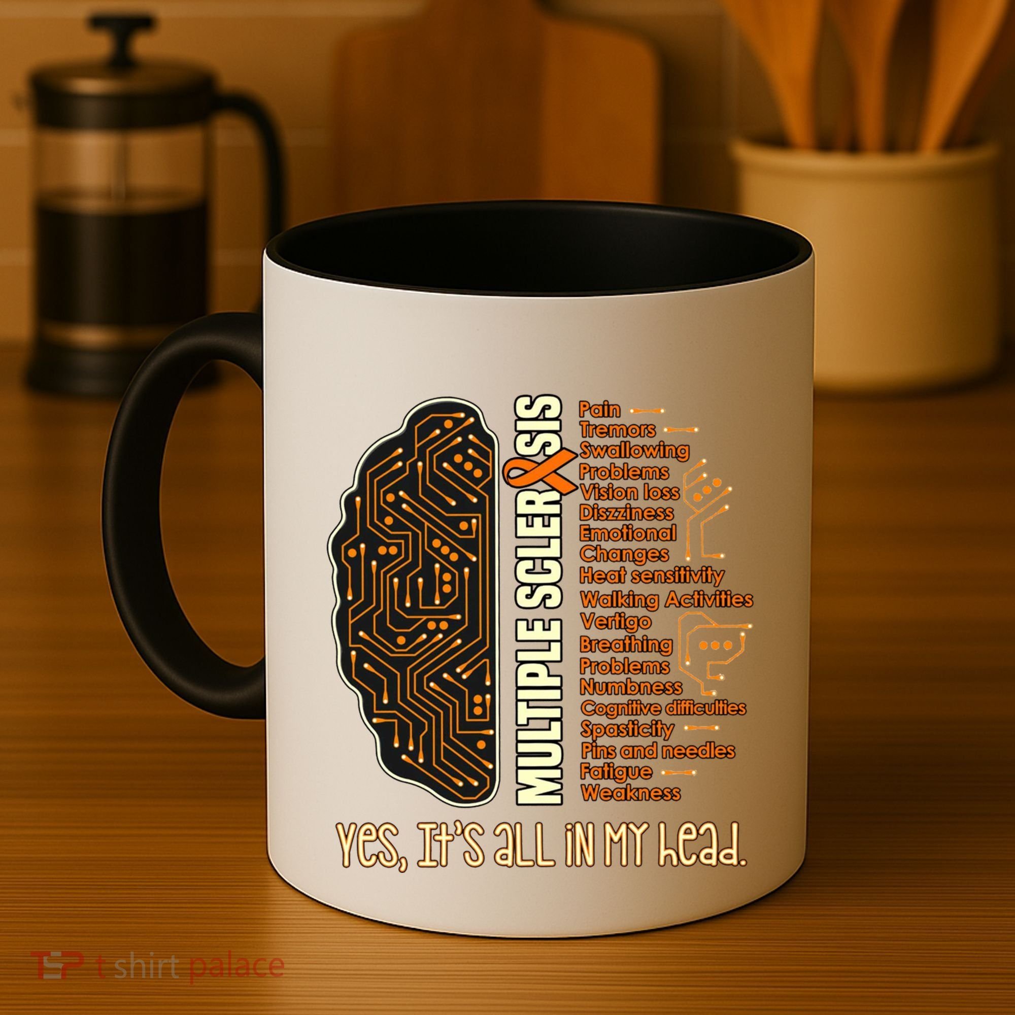Yes It's All In My Head Multiple Sclerosis Ribbon Brain Gift Coffee Mug