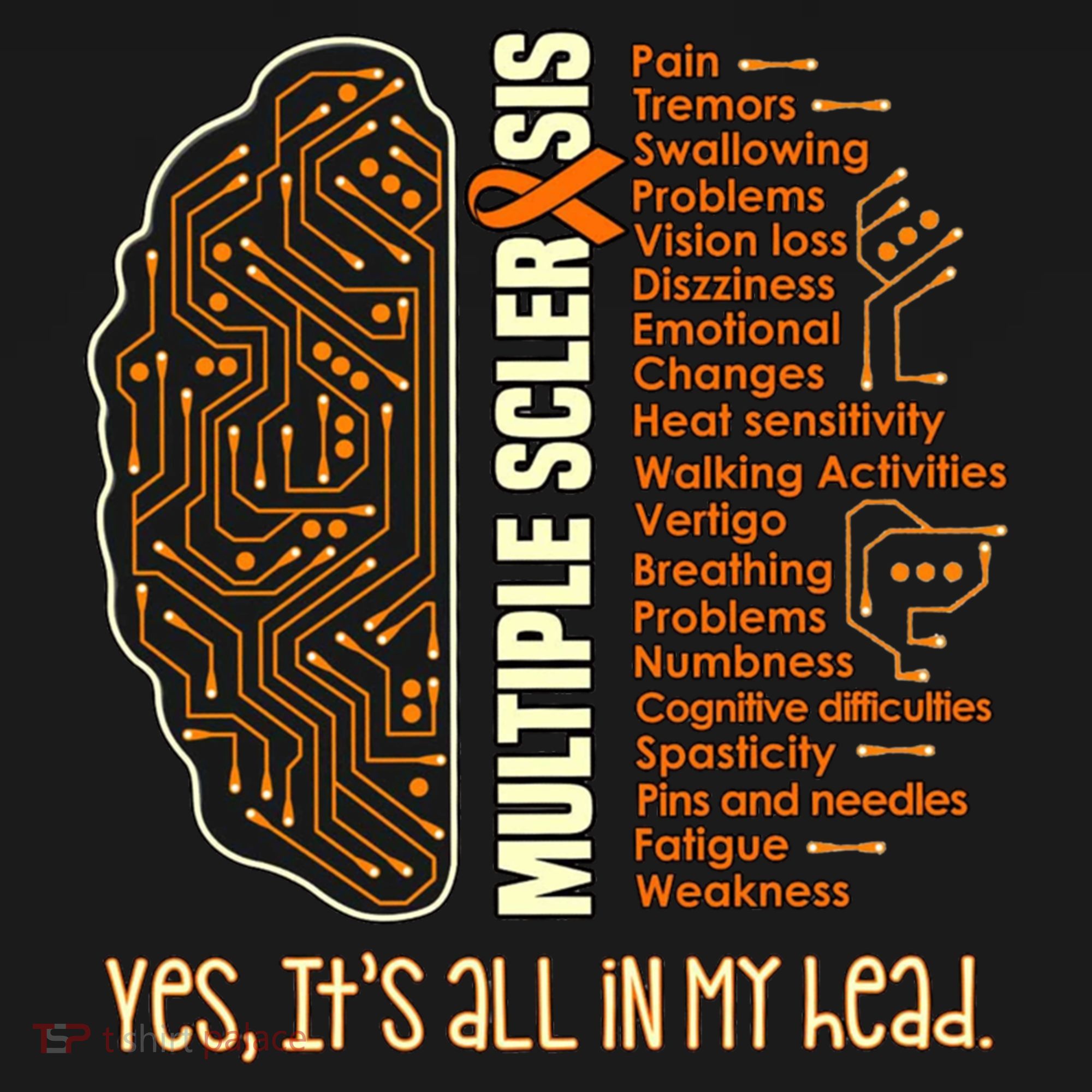 Yes It's All In My Head Multiple Sclerosis Ribbon Brain Gift Women's Hoodie