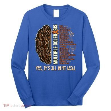 Yes It's All In My Head Multiple Sclerosis Ribbon Brain Gift Long Sleeve Shirt