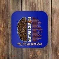 Yes It's All In My Head Multiple Sclerosis Ribbon Brain Gift Coaster thumb 0