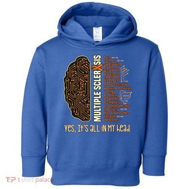 Yes It's All In My Head Multiple Sclerosis Ribbon Brain Gift Toddler Hoodie