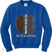 Yes It's All In My Head Multiple Sclerosis Ribbon Brain Gift Kids Sweatshirt thumb 0