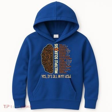 Yes It's All In My Head Multiple Sclerosis Ribbon Brain Gift Kids Hoodie