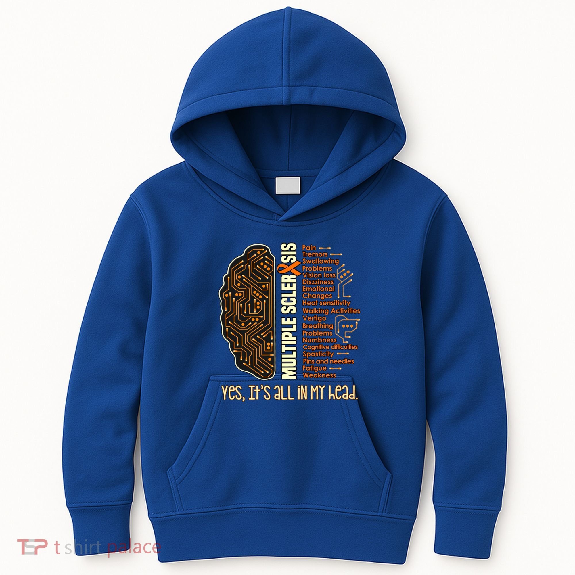 Yes It's All In My Head Multiple Sclerosis Ribbon Brain Gift Kids Hoodie
