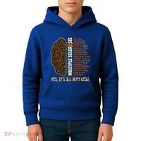 Yes It's All In My Head Multiple Sclerosis Ribbon Brain Gift Kids Hoodie thumb 4