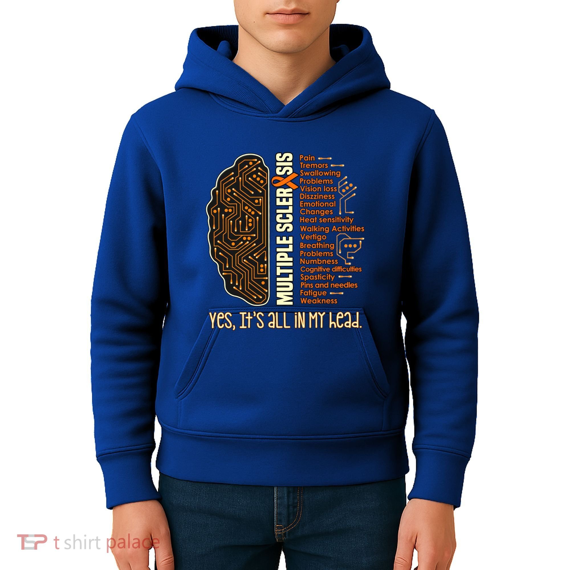 Yes It's All In My Head Multiple Sclerosis Ribbon Brain Gift Kids Hoodie