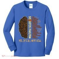 Yes It's All In My Head Multiple Sclerosis Ribbon Brain Gift Kids Long Sleeve Shirt thumb 0