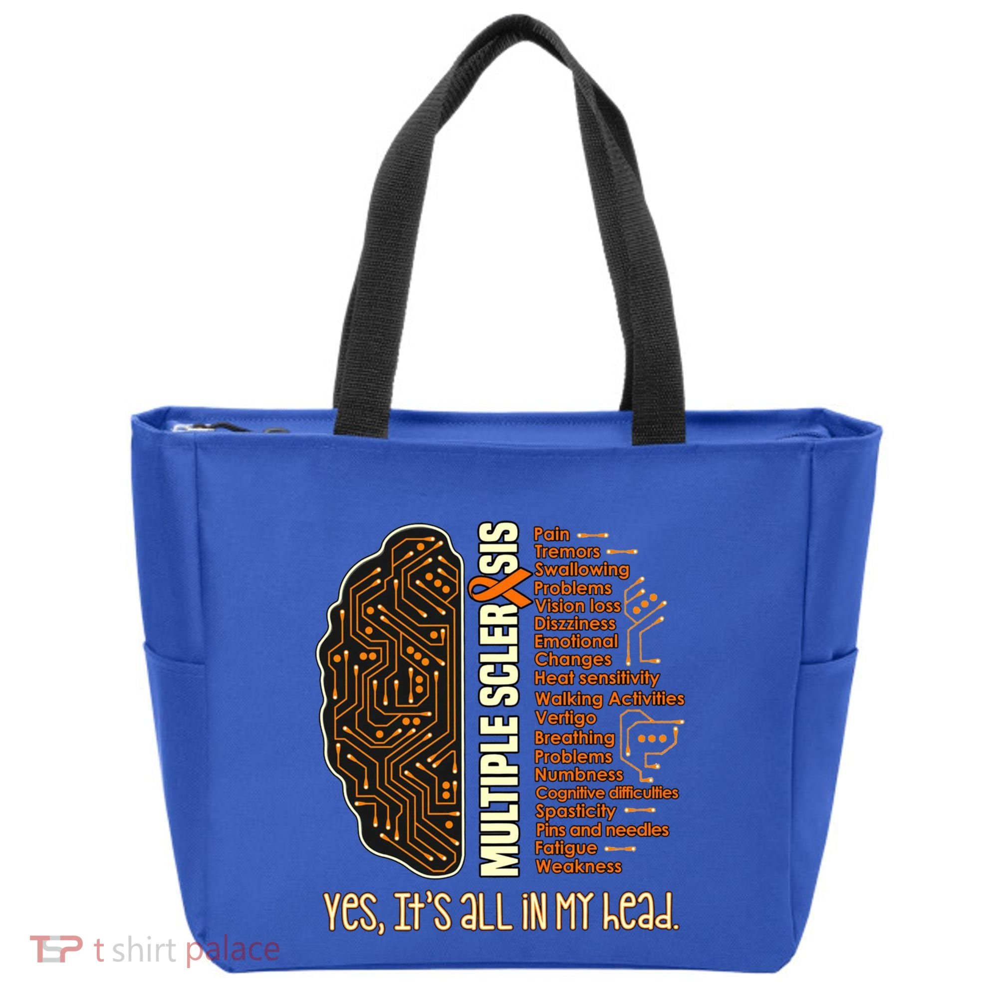 Yes It's All In My Head Multiple Sclerosis Ribbon Brain Gift Tote Bag