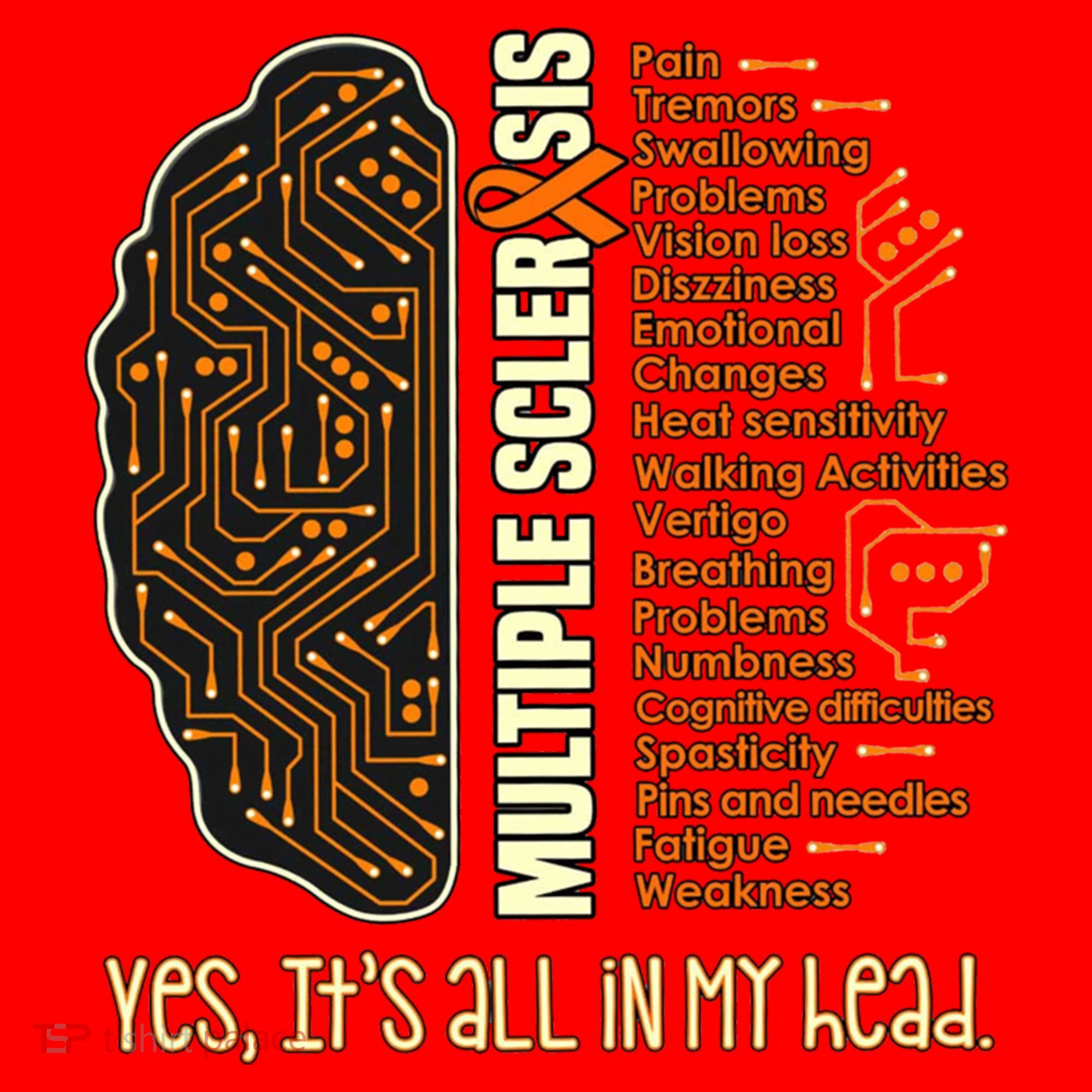 Yes It's All In My Head Multiple Sclerosis Ribbon Brain Gift Santa Hat