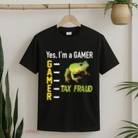 Yes IM A Gamer Tax Fraud Funny Frog Meme Video Game Gaming T-Shirt thumb 2
