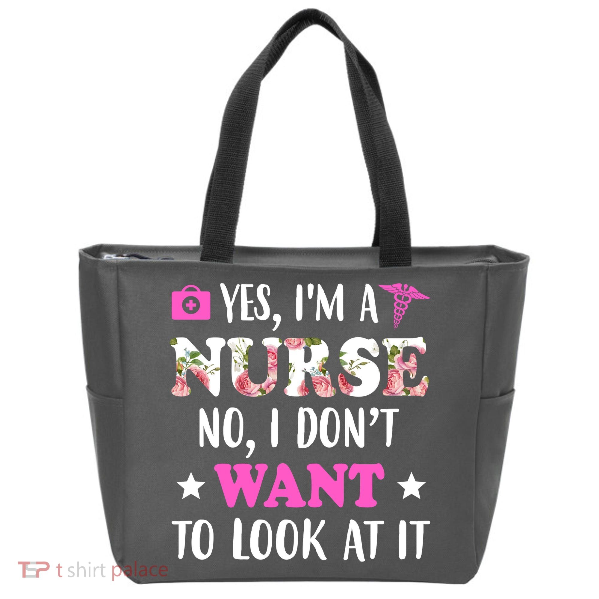 Yes I'm A Nurse Funny Floral Tote Bag