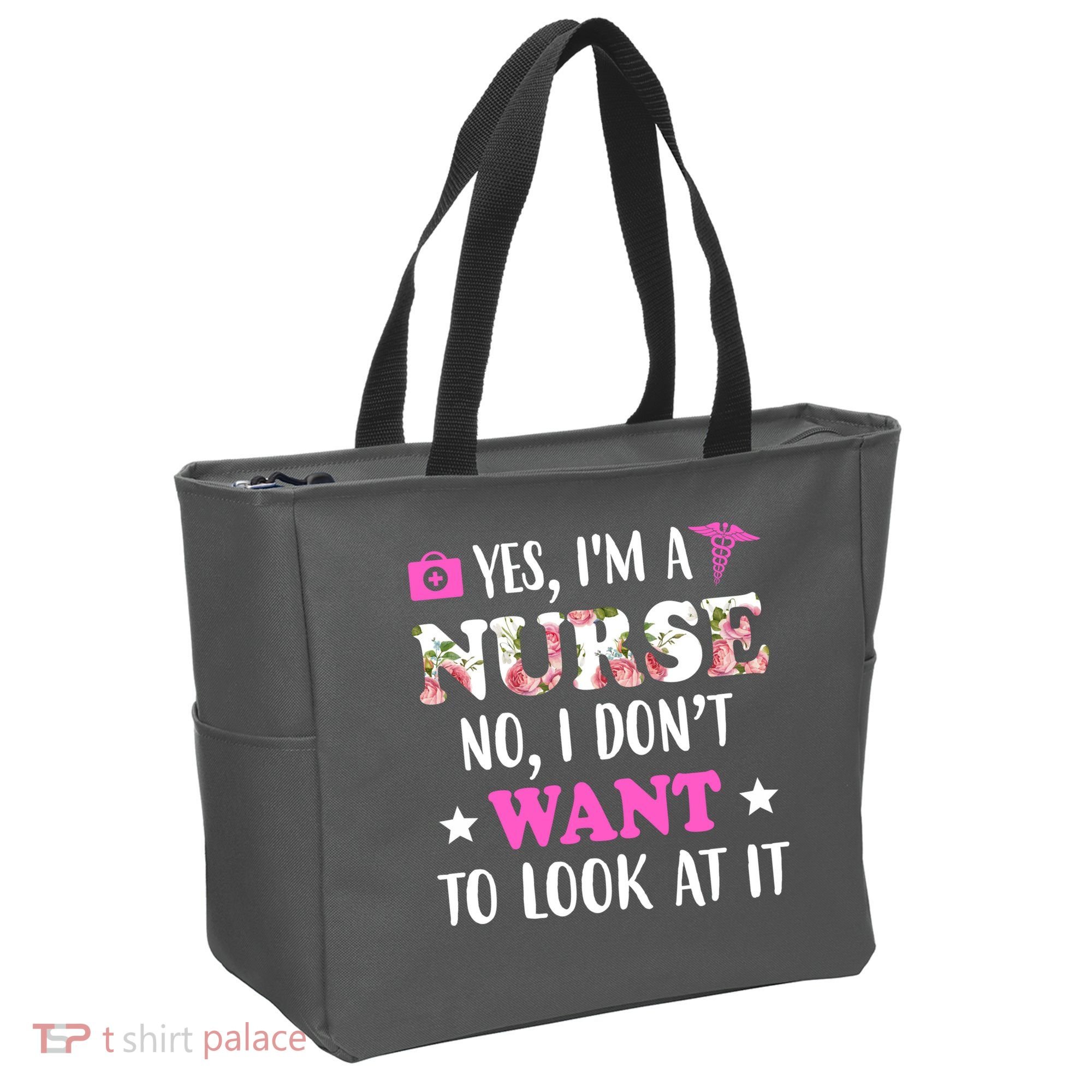 Yes I'm A Nurse Funny Floral Tote Bag