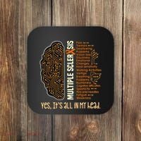 Yes It's All In My Head Multiple Sclerosis Ribbon Brain Coaster thumb 0