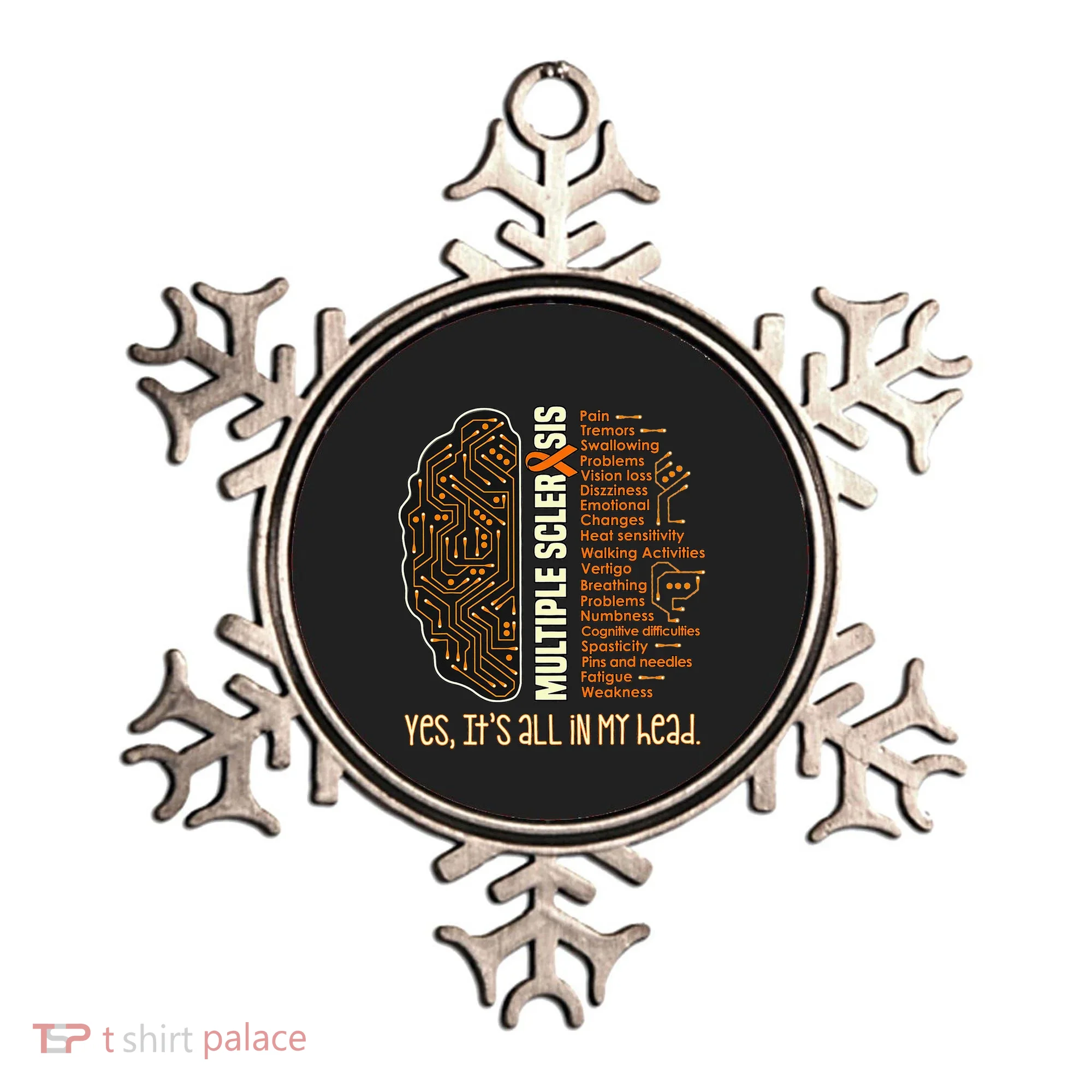 Yes It's All In My Head Multiple Sclerosis Ribbon Brain Ornament