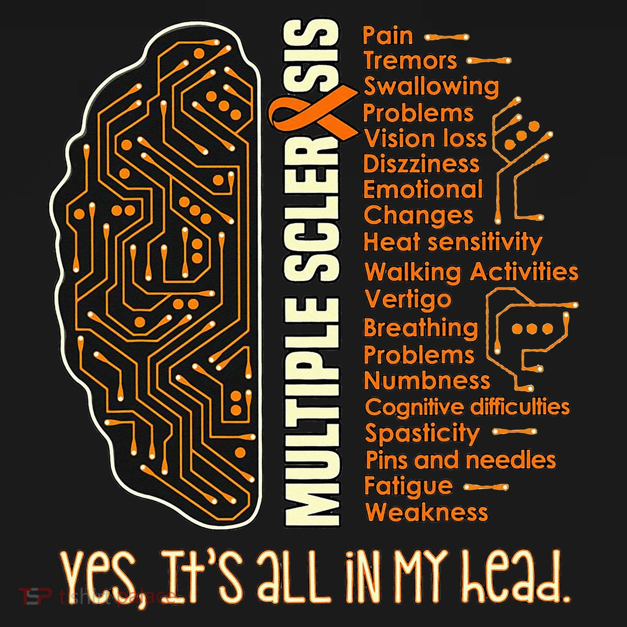 Yes It's All In My Head Multiple Sclerosis Ribbon Brain Ornament