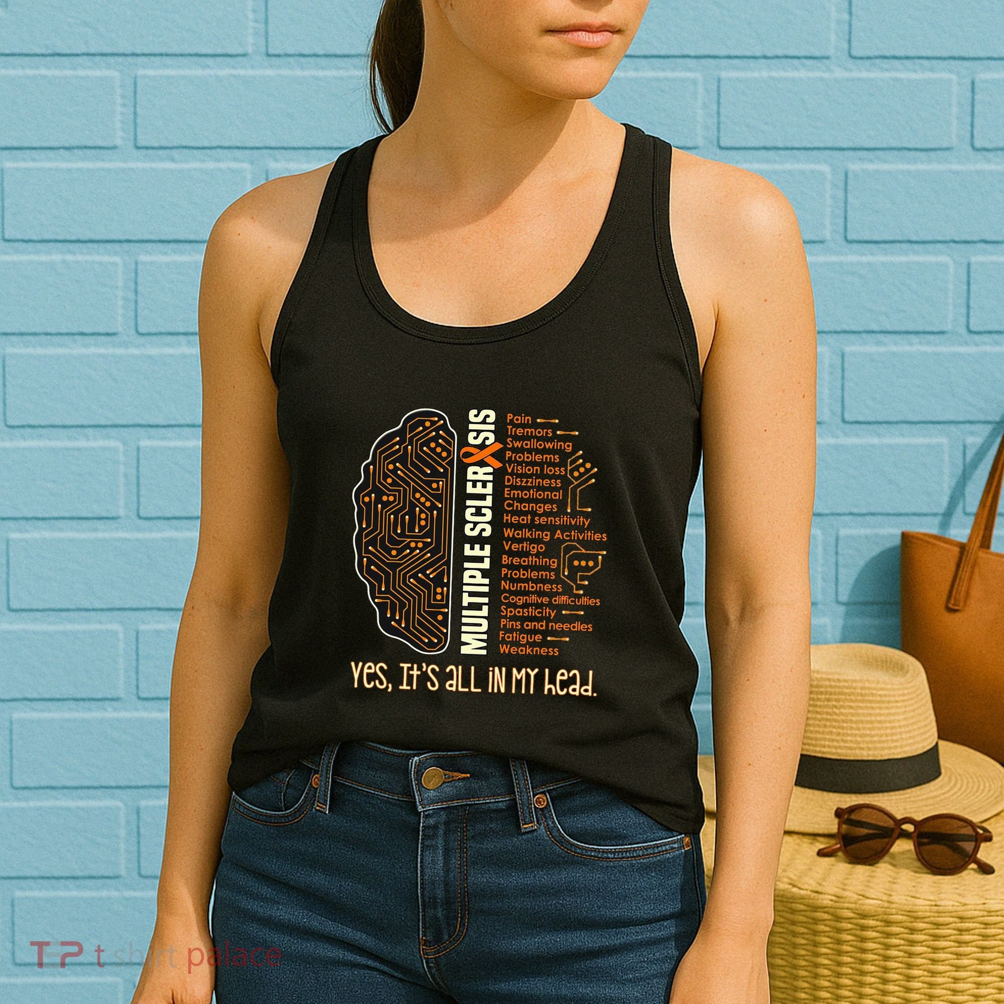 Yes It's All In My Head Multiple Sclerosis Ribbon Brain Women's Tank Top