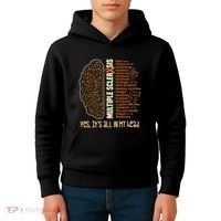 Yes It's All In My Head Multiple Sclerosis Ribbon Brain Kids Hoodie thumb 4
