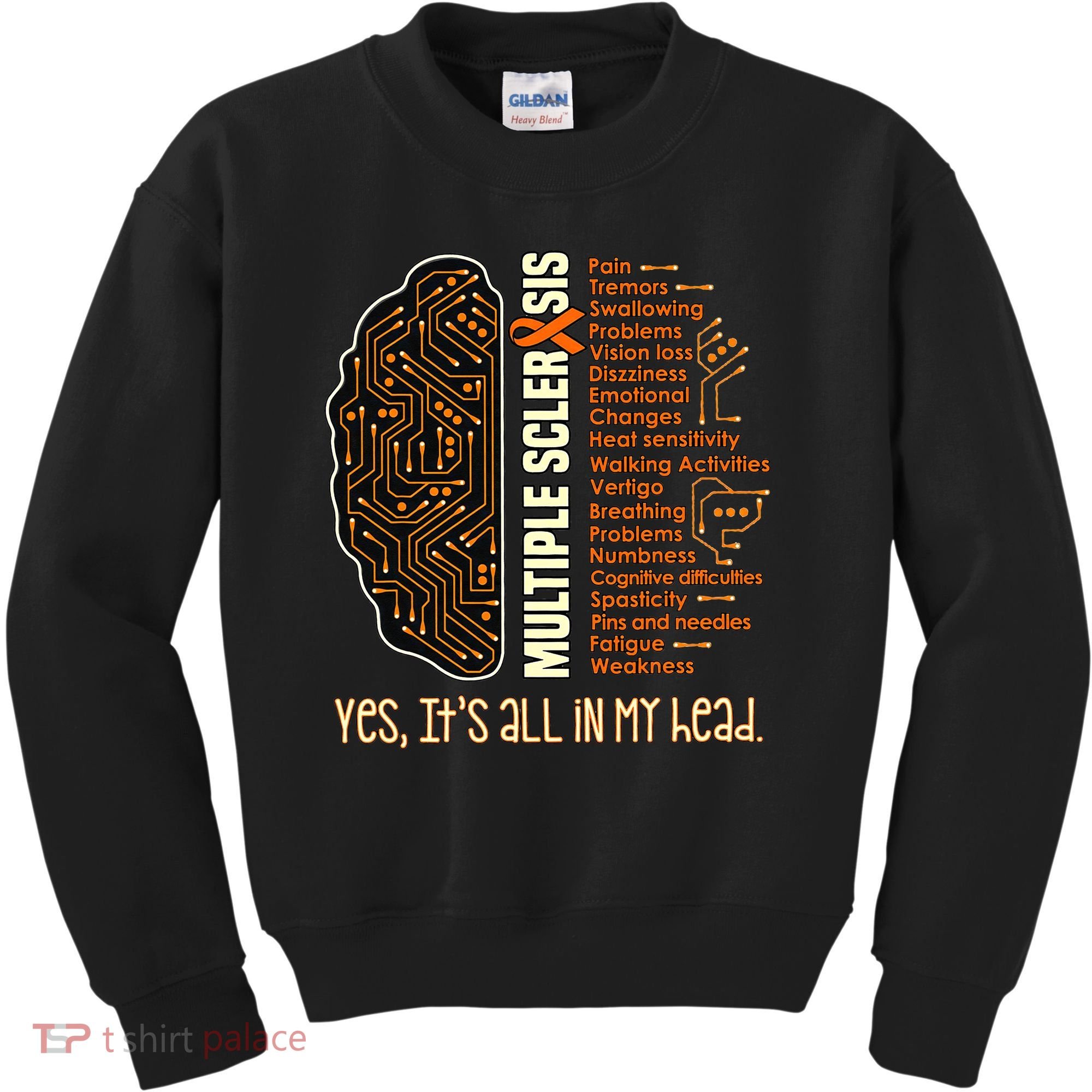 Yes It's All In My Head Multiple Sclerosis Ribbon Brain Kids Sweatshirt