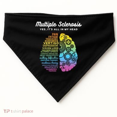 Yes ItS All In My Head Multiple Sclerosis Gift Ms Gift USA-Made Doggie Bandana