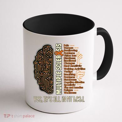 Yes It's All In My Head Multiple Sclerosis Ribbon Brain Coffee Mug back