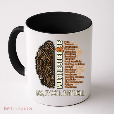 Yes It's All In My Head Multiple Sclerosis Ribbon Brain Coffee Mug