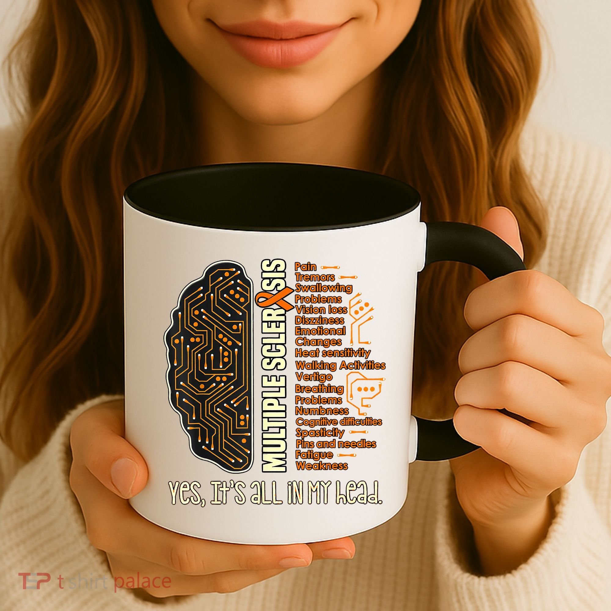 Yes It's All In My Head Multiple Sclerosis Ribbon Brain Coffee Mug