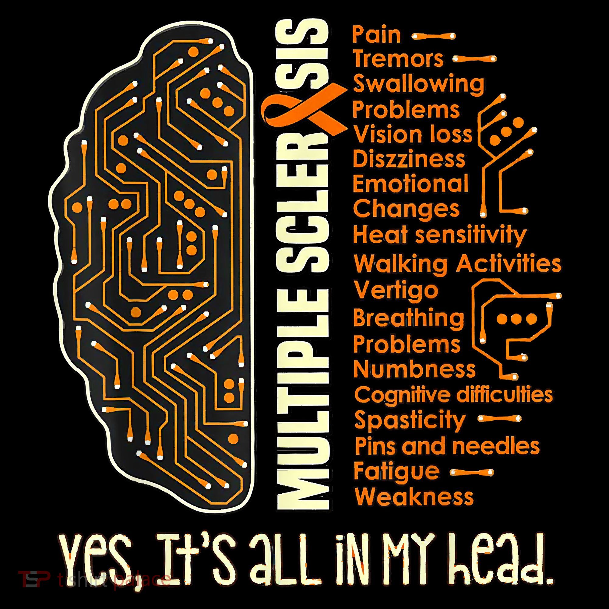 Yes It's All In My Head Multiple Sclerosis Ribbon Brain Women's Hoodie