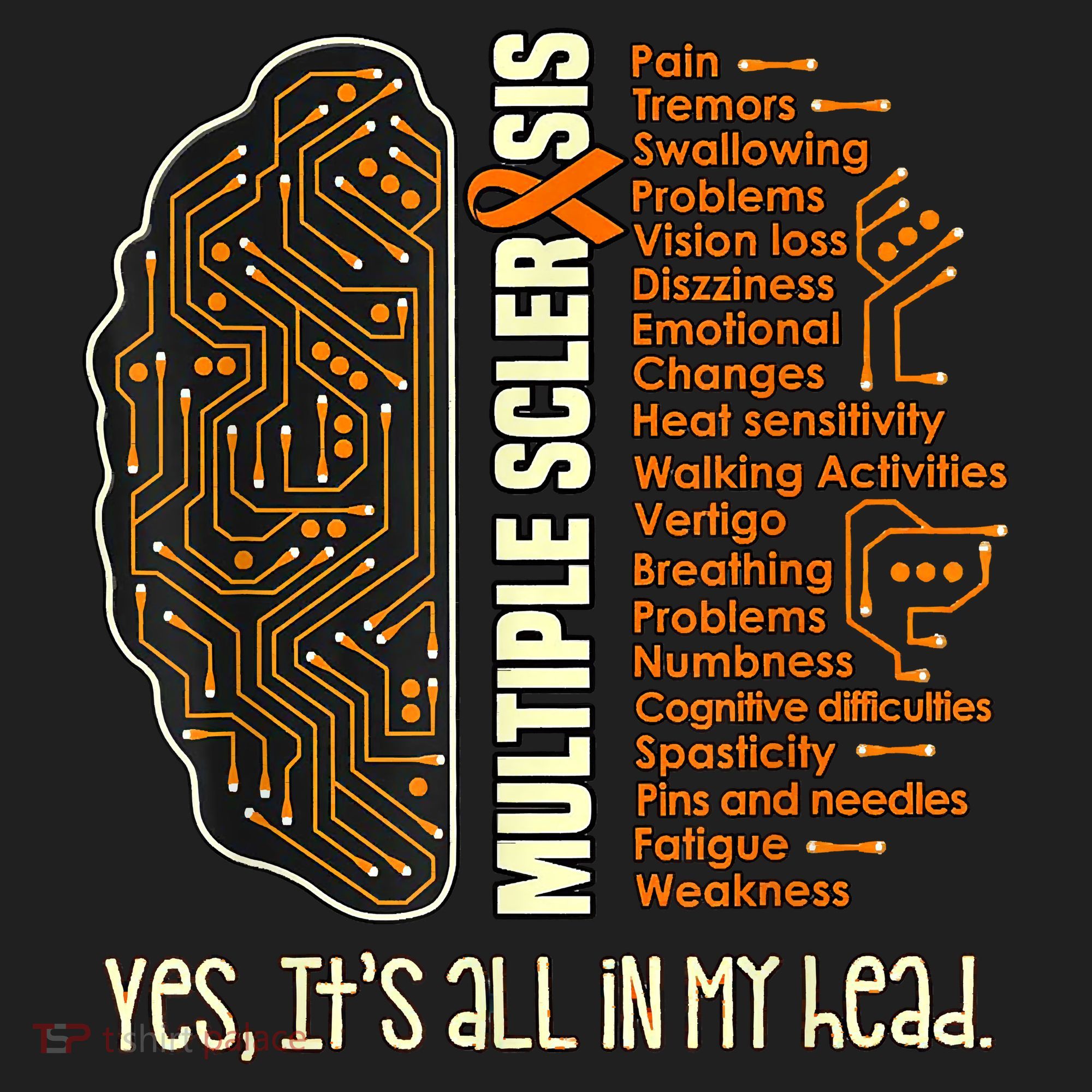Yes It's All In My Head Multiple Sclerosis Ribbon Brain Hat